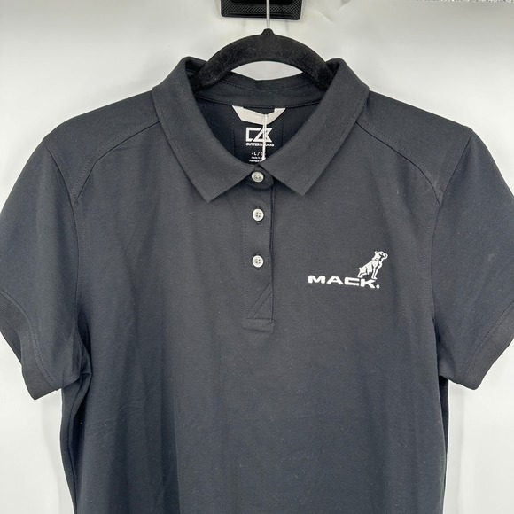 Cutter & Buck Womens Mack Trucks Polo Shirt Black DryTec Size Large Short Sleeve - Picture 2 of 9